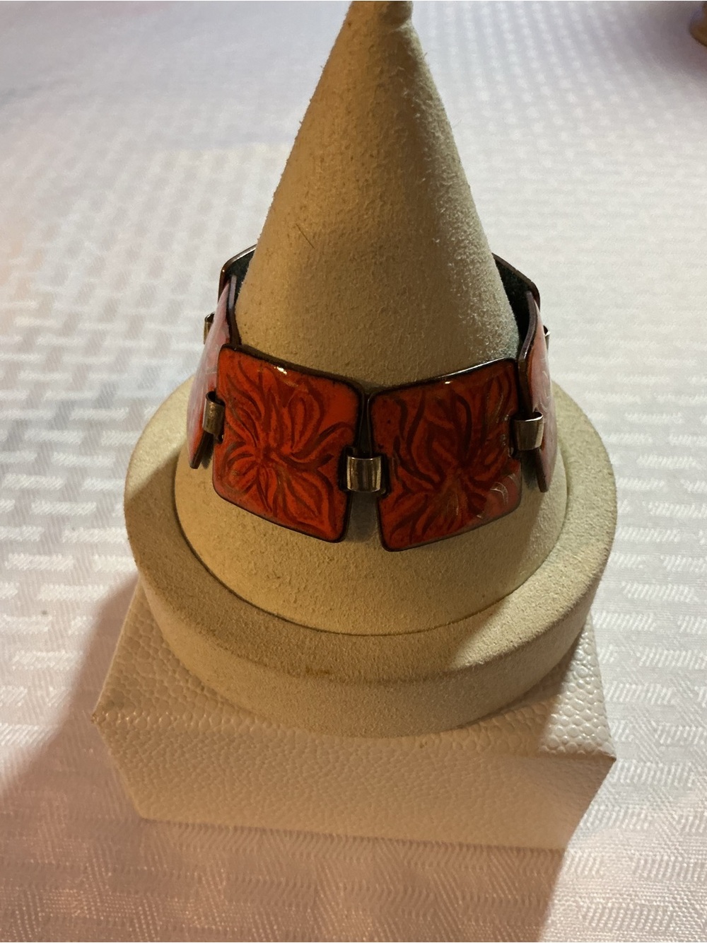 MCM Vintage Burnt Orange Enamel Panel Bracelet
